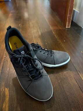 Caterpillar Men's Black and Gray Low-Top Lace-Up Sneakers with White Sole